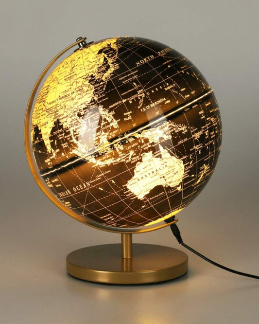Wereldbol Met Licht - Usb - 31Cm - Zwart