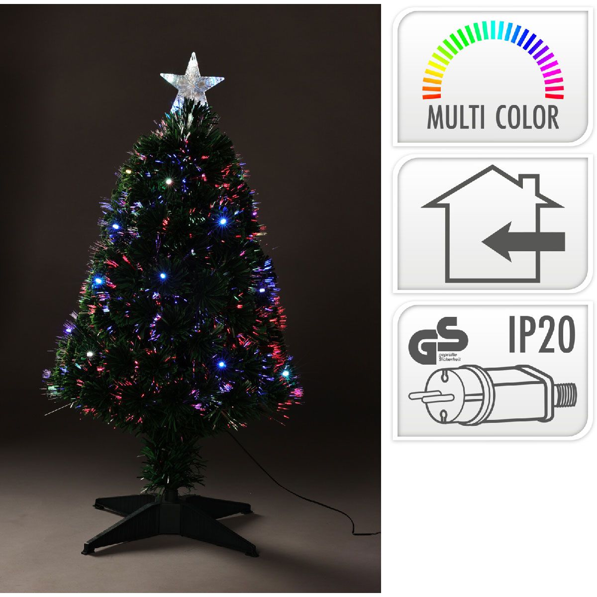 Kerstboom Met Fiberverlichting - 90 Cm - Multicolor