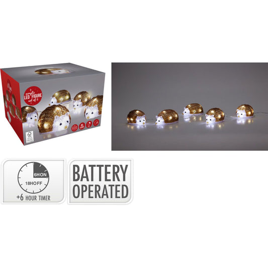 Kerstfiguur Acryl - Egels - Led - Set Van 5