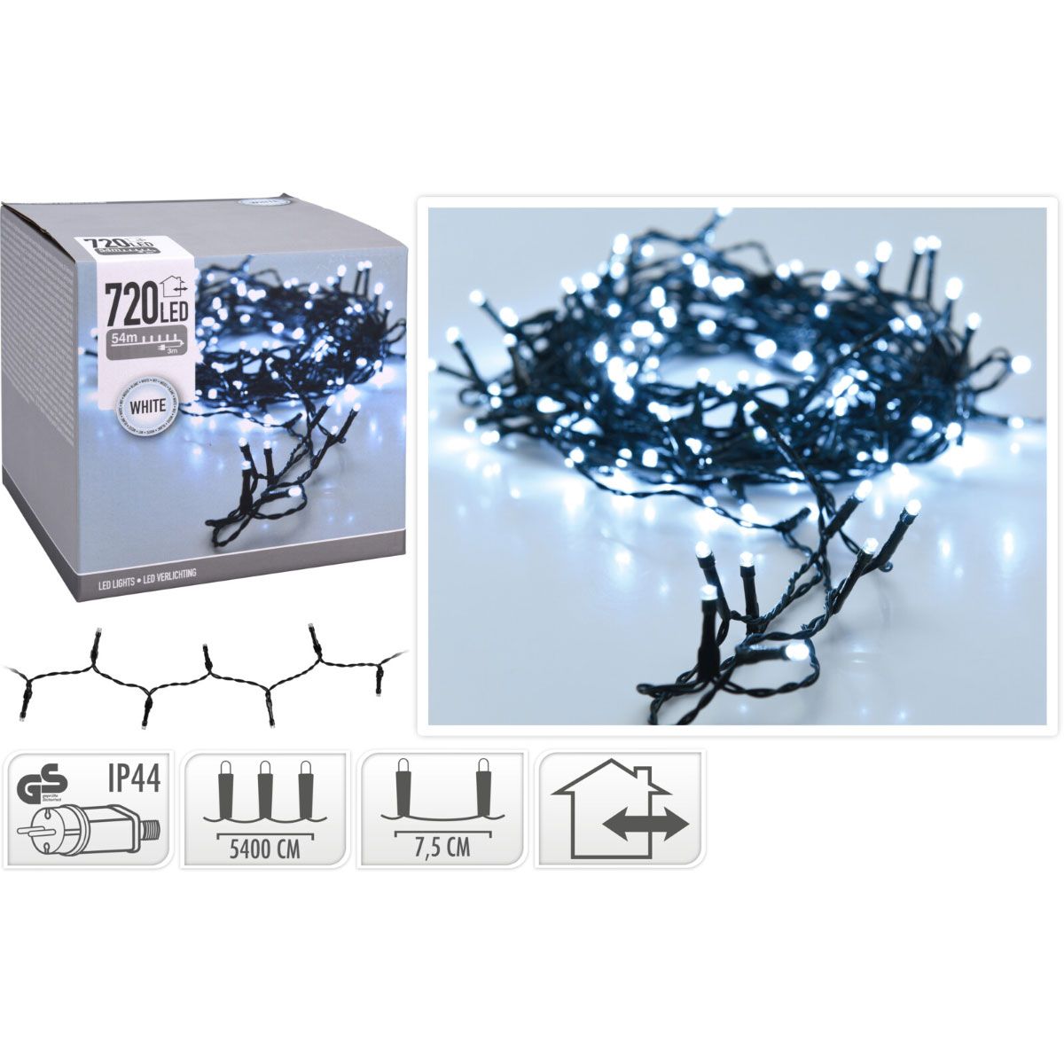 Led-Verlichting 720 Led - 54 Meter Wit