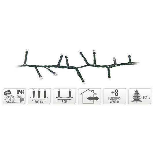 Micro Cluster 400 Led's - 8 Meter - Wit - 8 Functies + Geheugen