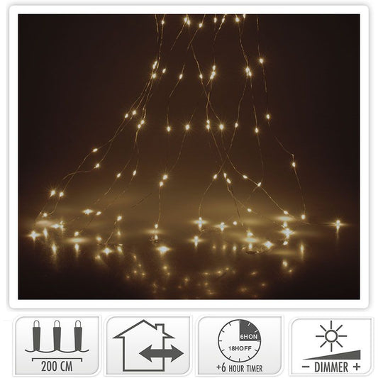 Cascadeverlichting - 200 Led - Warm Wit - Timer En Dimmer