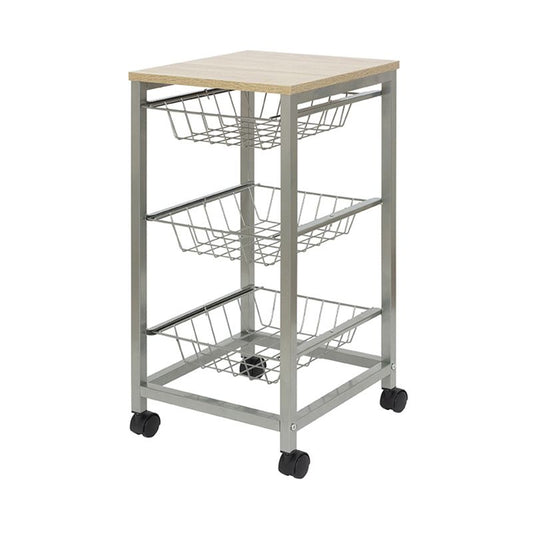 Duett Keukentrolley Op Wieltjes - 3 Uitneembare Manden