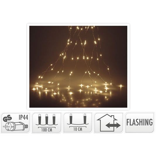 Cascadeverlichting Met Vuurvliegjeseffect - 100 Led - Warm Wit
