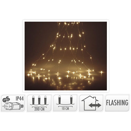 Cascadeverlichting Met Vuurvliegjeseffect  - 200 Led - Warm Wit