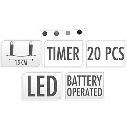 Progarden Decoratieslinger Verlicht - 20 Led Lampionnen Van Katoen - Met Timer - Groen