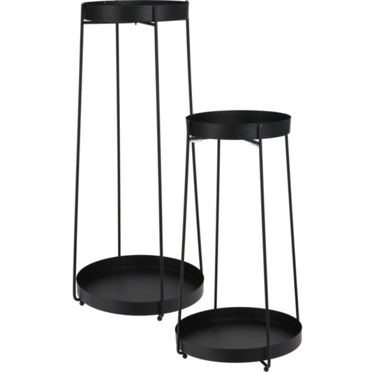 Trends4You Plantenstandaard - 46 + 58 Cm Hoogte - Zwart - Set Van 2