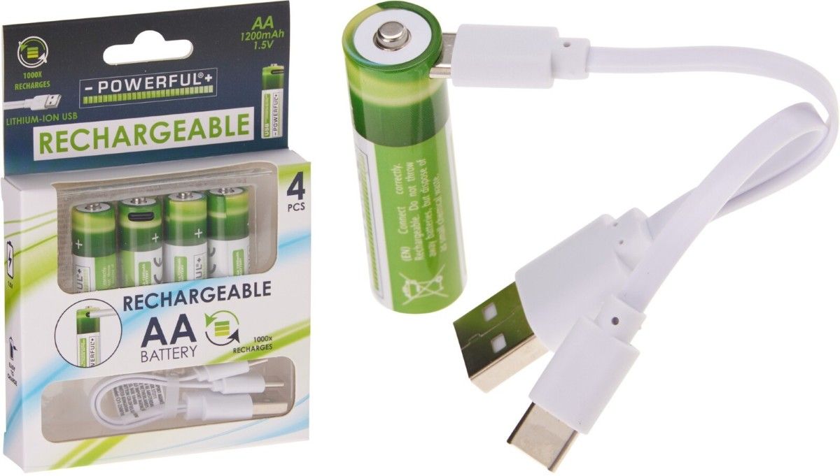 Oplaadbare Aa Batterijen - Usb - 1200Mah - 4 Stuks
