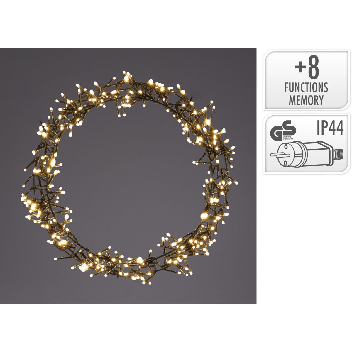 Ceruzo Kerstring Met Verlichting - 500 Led - Ø58 Cm - Warm Wit - 8 Lichtfuncties - Voor Binnen En Buiten