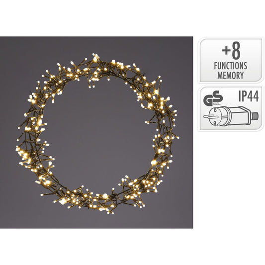 Ceruzo Kerstring Met Verlichting - 400 Led - Ø48 Cm - Warm Wit - 8 Lichtfuncties - Voor Binnen En Buiten
