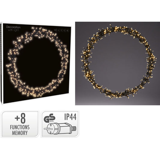 Ceruzo Kerstring Met Verlichting - 500 Led - Ø58 Cm - Warm Wit - 8 Lichtfuncties - Voor Binnen En Buiten