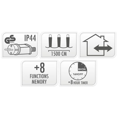 Maxi Cluster Kerstverlichting - 1000 Led - 15M - Warm Wit - Timer - Lichtfuncties - Geheugen - Buiten