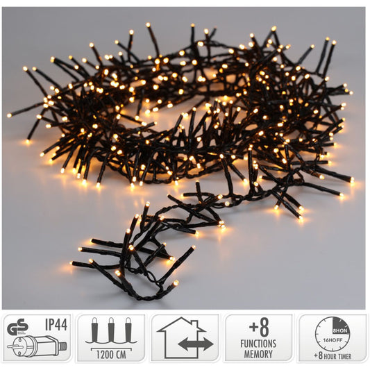 Maxi Cluster Kerstverlichting - 800 Led - 12M - Extra Warm Wit - Timer - Lichtfuncties - Geheugen - Buiten
