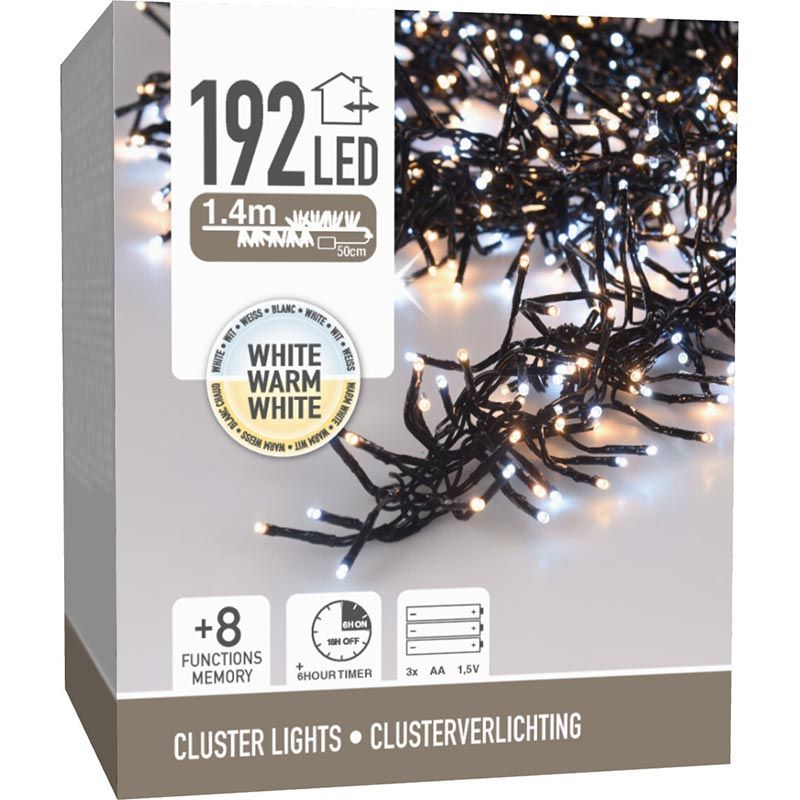 Clusterverlichting 192 Led -  1.4M - Two Tone Adorable - Batterij - Lichtfuncties - Geheugen - Timer
