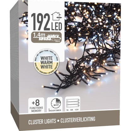 Clusterverlichting 192 Led -  1.4M - Two Tone Adorable - Batterij - Lichtfuncties - Geheugen - Timer