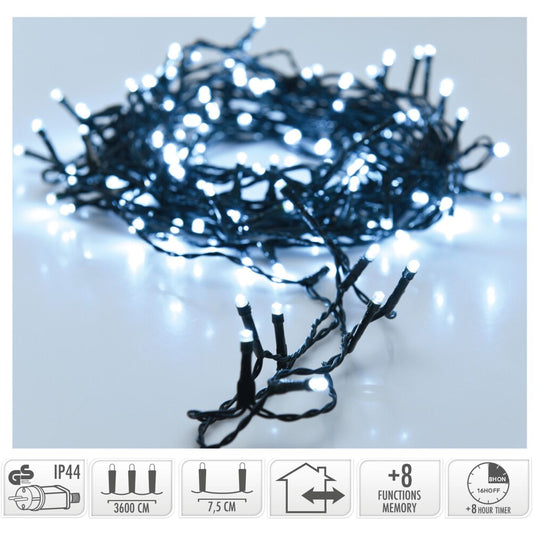 Kerstverlichting 480 Led- 36M - Wit - Timer - Lichtfuncties - Geheugen - Buiten