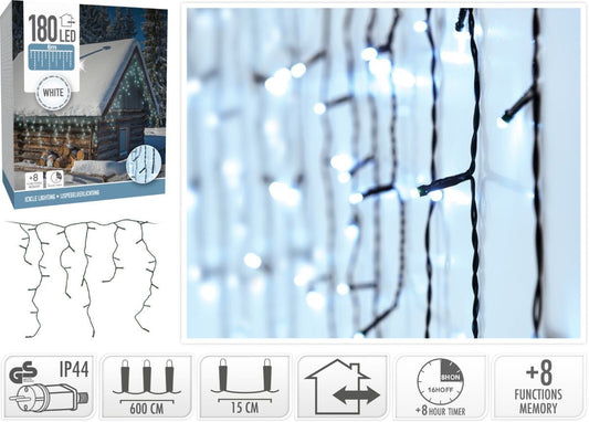 Ijspegel Verlichting - 180 Led - Wit - Timer - Lichtfuncties - Geheugen