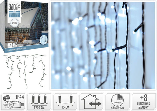 Ijspegel Verlichting - 360 Led - Wit - Timer - Lichtfuncties - Geheugen