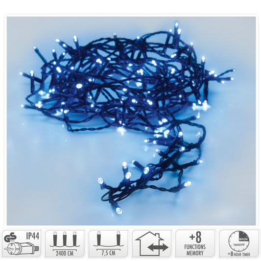 Kerstverlichting 320 Led- 24M - Blauw - Timer - Lichtfuncties - Geheugen - Buiten