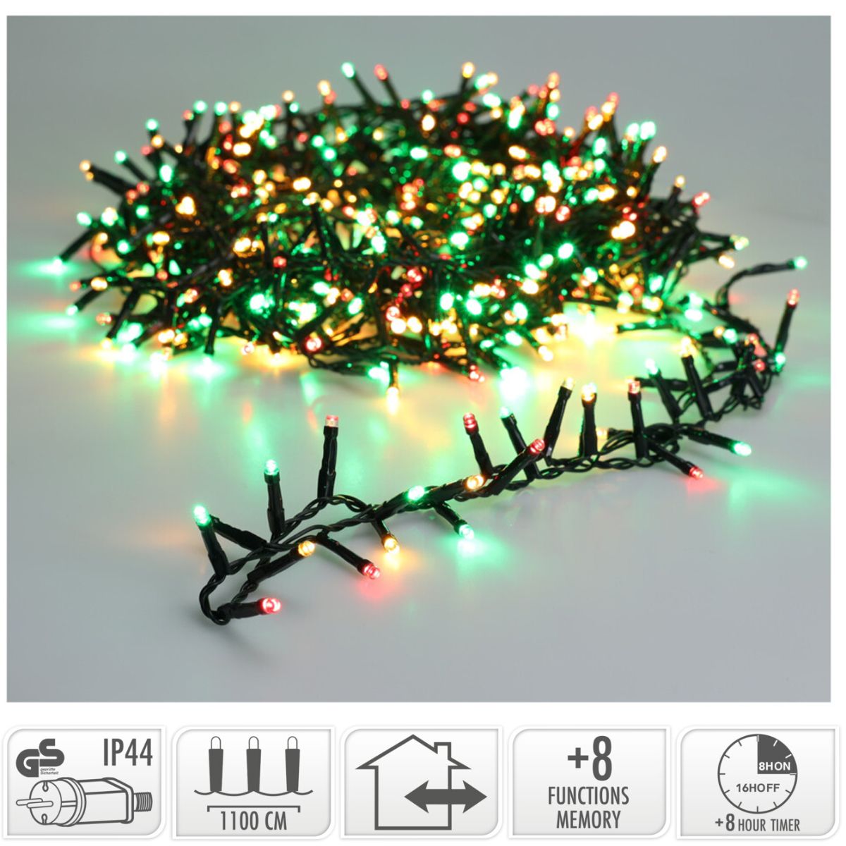 Microcluster - 560 Led - 11M - Three Tone Traditional - Timer - Lichtfuncties - Geheugen - Buiten