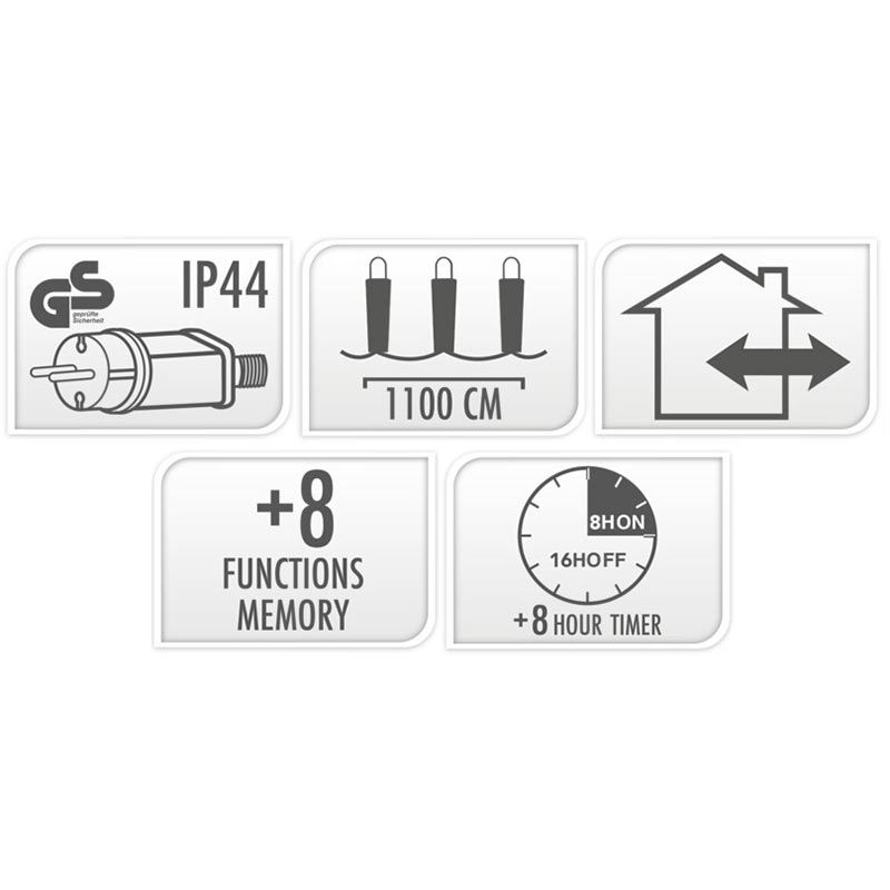 Microcluster - 560 Led - 11M - Three Tone Traditional - Timer - Lichtfuncties - Geheugen - Buiten
