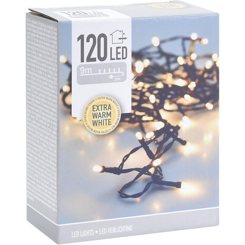 Kerstverlichting 120 Led- 9M - Extra Warm Wit - Timer - Lichtfuncties - Geheugen - Buiten