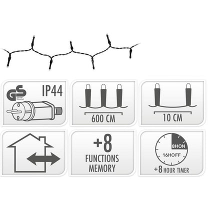 Kerstverlichting 120 Led- 9M - Extra Warm Wit - Timer - Lichtfuncties - Geheugen - Buiten