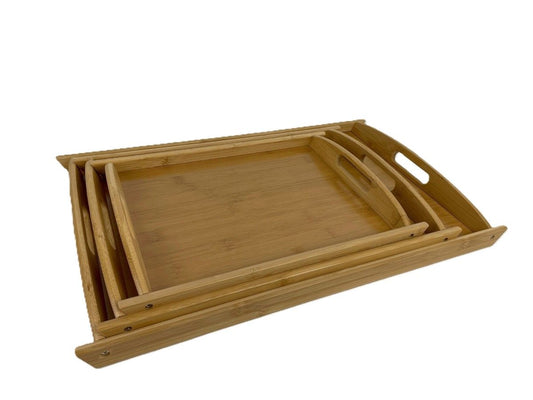 Ceruzo Dienbladen - Set Van 3 Serveerbladen - Bamboe