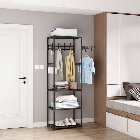 Kledingrek Met 3 Legplankjes - Metaal - 55 X 36 X 170 Cm