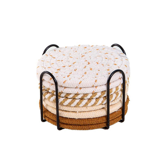 Ceruzo Onderzetters Met Houder - Set Van 8 - Creme