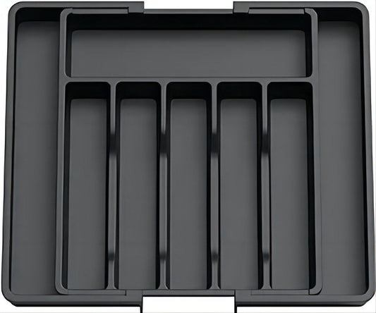Verstelbare Bestekbak - Uitschuifbaar Naar 8 Vaks - 33-57 X 38 X 5.5 Cm - Zwart