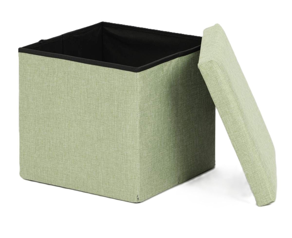 Ceruzo Poef - Groen - 38X38X38 Cm - Opvouwbaar - Hocker Met Opbergruimte