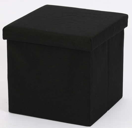 Ceruzo Poef - Zwart - 38X38X38 Cm - Opvouwbaar - Hocker Met Opbergruimte