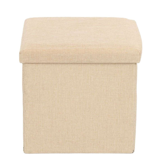 Ceruzo Poef - Beige - 38X38X38 Cm - Opvouwbaar - Hocker Met Opbergruimte