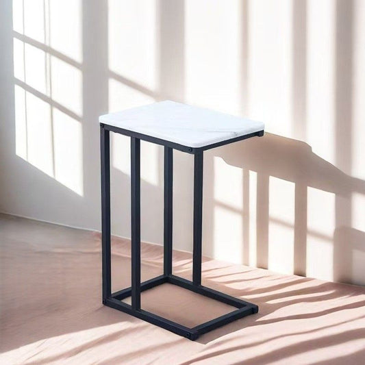 Ceruzo Bijzettafel - Banktafeltje - Metaal En Mdf - Wit Gemarmerd