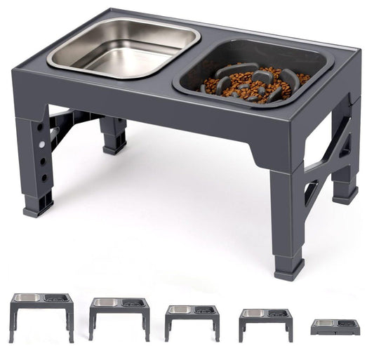 Ceruzo Hondenvoerbak - 5 Hoogtes - Verstelbaar - Anti Schrokbak