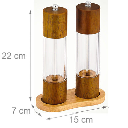 Ceruzo Pepermolen En Zoutmolen Set - 21Cm - Instelbare Maalgraad - Eikenhout