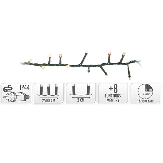 Micro Cluster Met Haspel - 1250 Led - 25 Meter - Met Timer - Extra Warm Wit