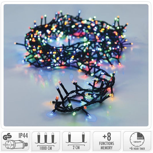 Micro Cluster Met Haspel - 500 Led - 10 Meter - Met Timer - Multicolor