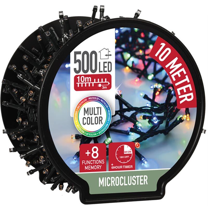 Micro Cluster Met Haspel - 500 Led - 10 Meter - Met Timer - Multicolor