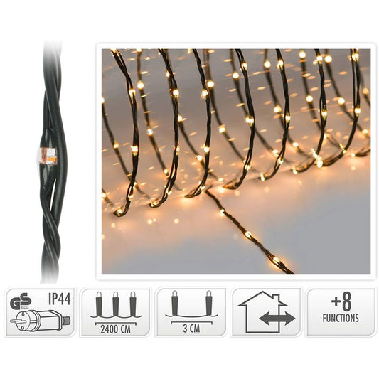Led Verlichting 800 Led - 24 Meter - Extra Warm Wit - Voor Binnen En Buiten - 8 Lichtfuncties - Soft Wire