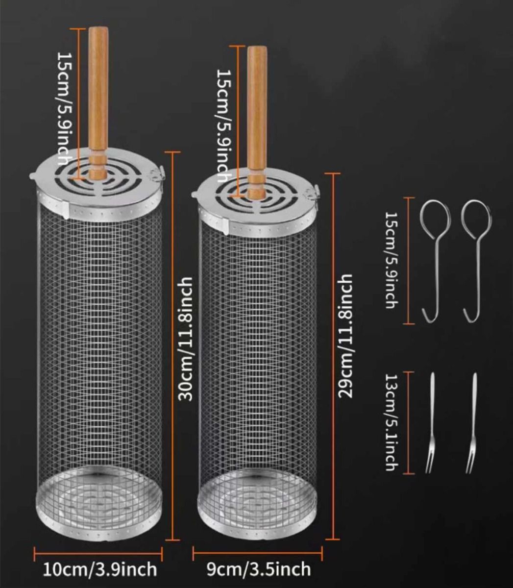 Ceruzo Grillmand - Set Van 2 - Rollend Grillrooster - 30 Cm