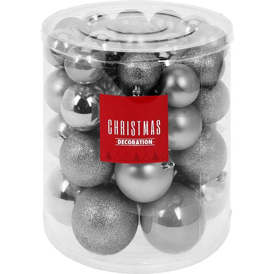 Christmas Decoration Kerstballenset - 44 Stuks Plastic - Zilver