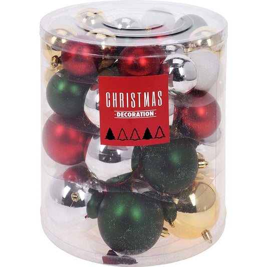 Christmas Decoration Kerstballenset - 44 Stuks Plastic - Traditional Mix