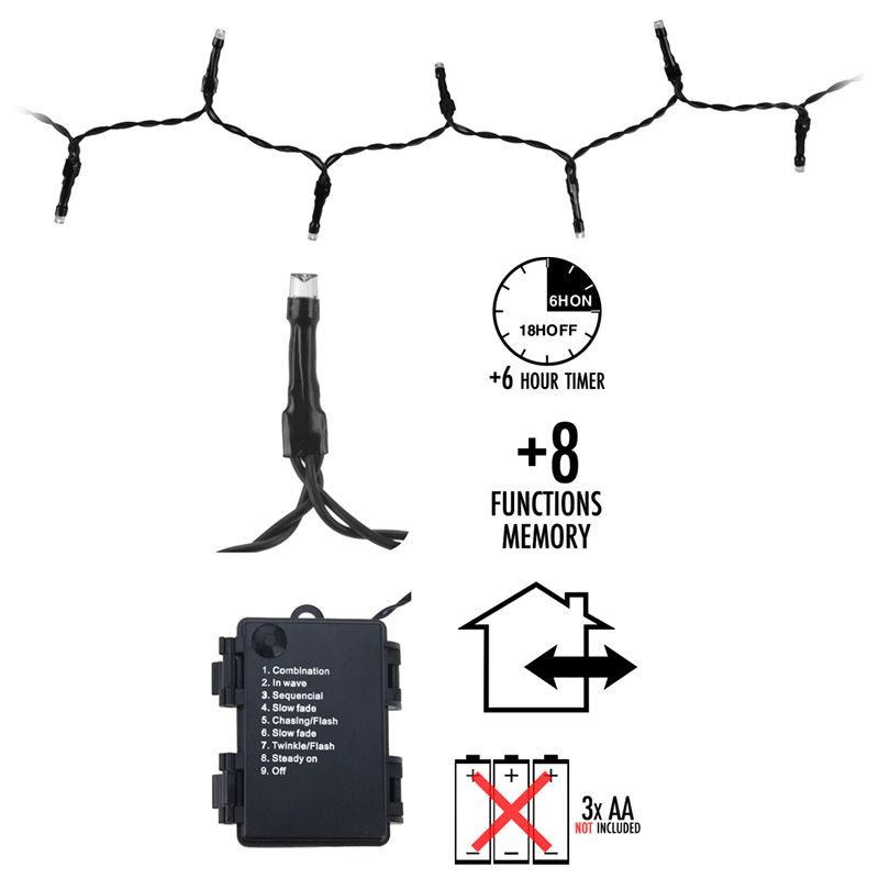 Led-Verlichting 192 Led's - Multicolor - Op Batterij